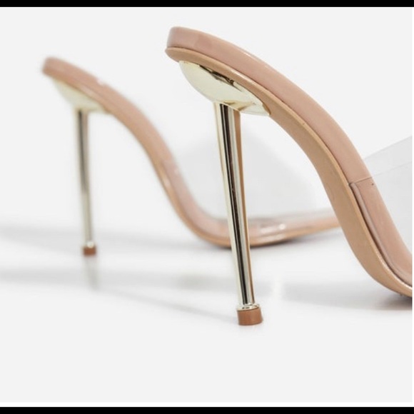 KingKing Perspex Pointed Peep Toe Heel Mule - Picture 3 of 5